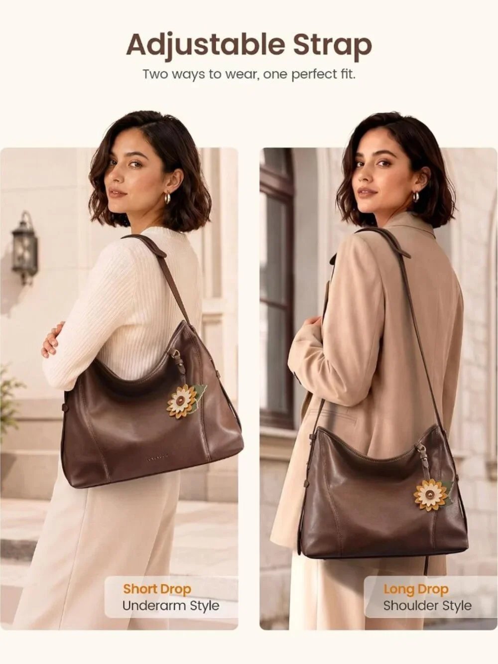 Stylish PU Leather Hobo Shoulder Bag & Crossbody Purse for Women - Versatile